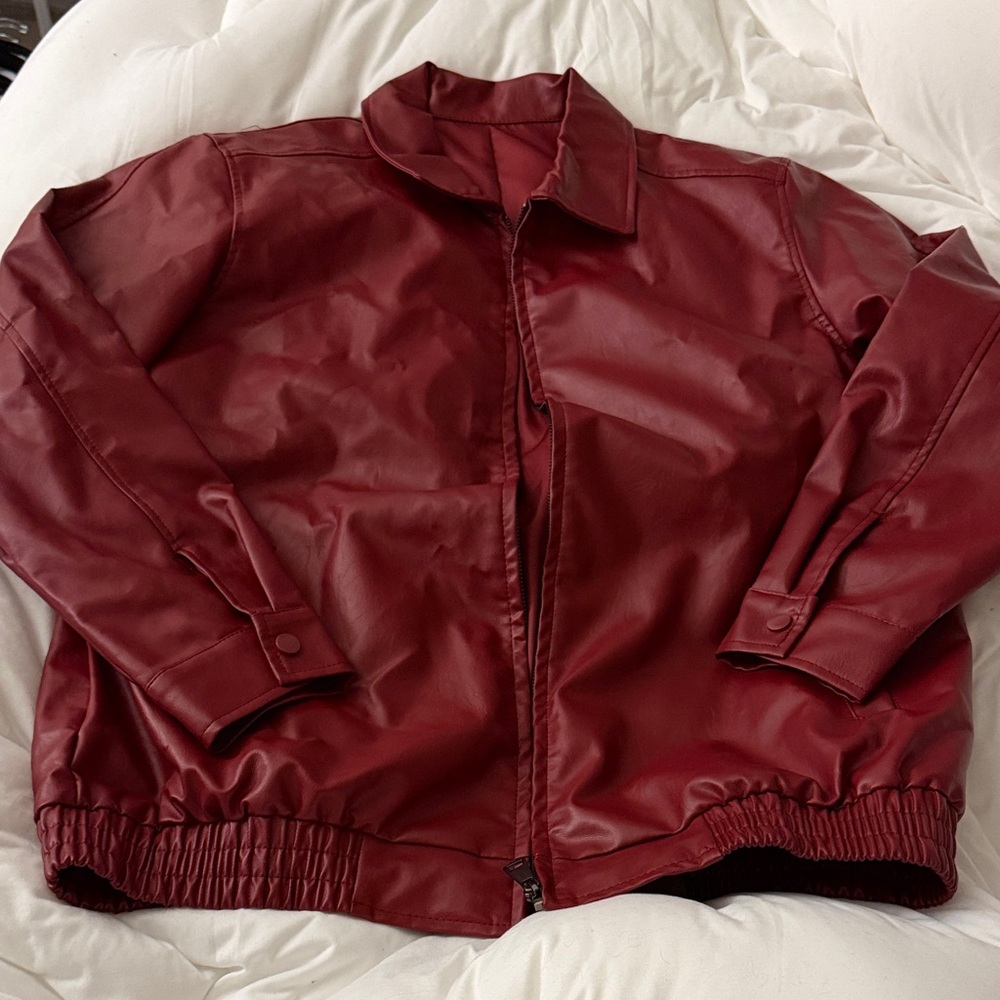 Red Faux Leather Jacket